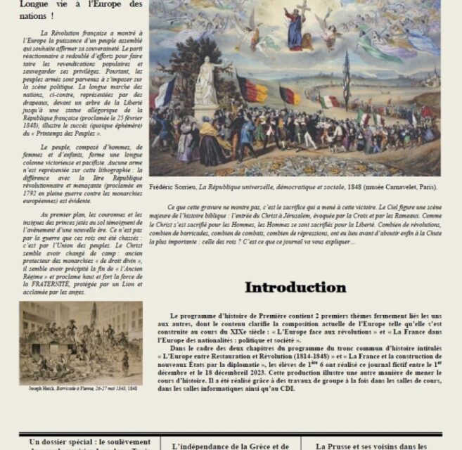 Réalisation d’un premier journal numérique par des élèves de 1ère